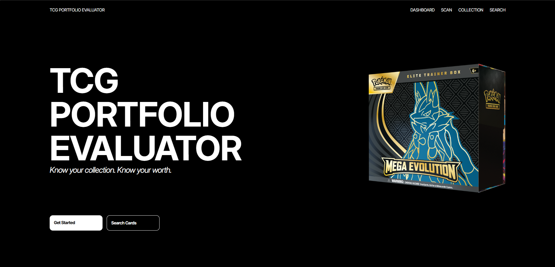 TCG Portfolio Evaluator screenshot